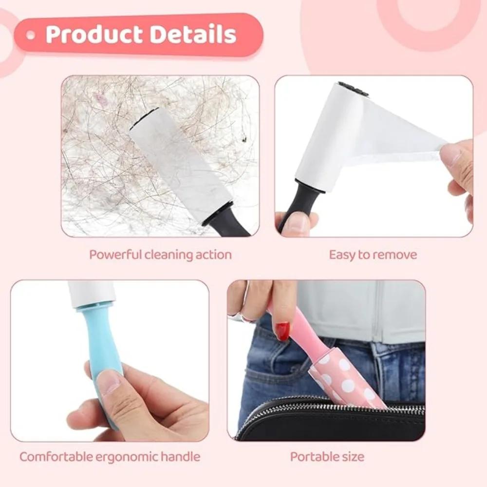 1/4pcs Mini Portable Lint Roller Clothes Dust Fluff Pet Hair Sticky Brush Rolls Clothes Coat Lint Roller Dog Pet Hair Remover