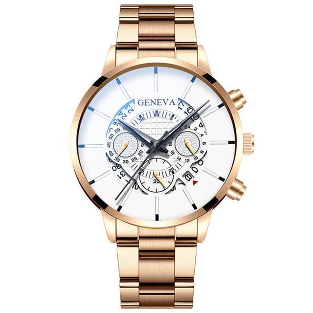 Cross-Border Trendy Men's Geneva Watch with Creative Calendar and Alloy Steel Band (2020)