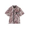 All-Over Print Knit Short Sleeve Shirt Men Tops Pink Brown DM3109-218