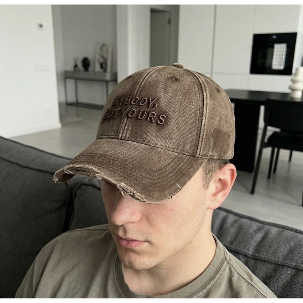 Embroidered Letters Baseball Caps Distressed Design Sunshade Sunscreen Hat Outdoor Activities