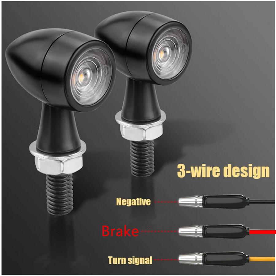 12V Universal Motorcycle Led Turn Brake Turn Signals Lights Amber & Red Aluminum