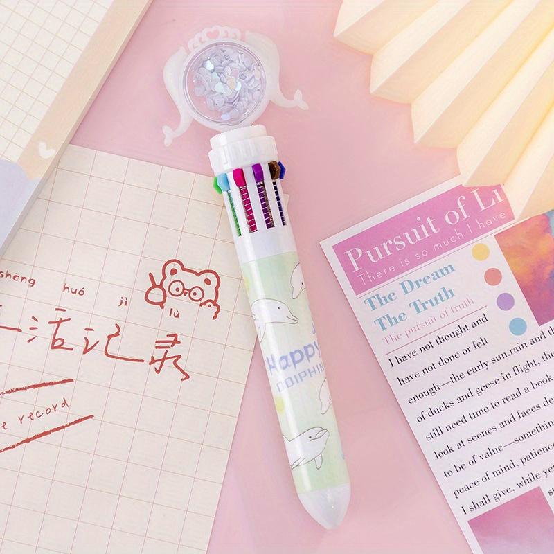 Возвращение в школу, 5 шт., 0,5 мм, мультяшная креативная многоцветная ручка в форме сердца для девочек, русалки, дельфина, десятицветная ручка для студентов, канцелярские принадлежности, подарок, счет для рук