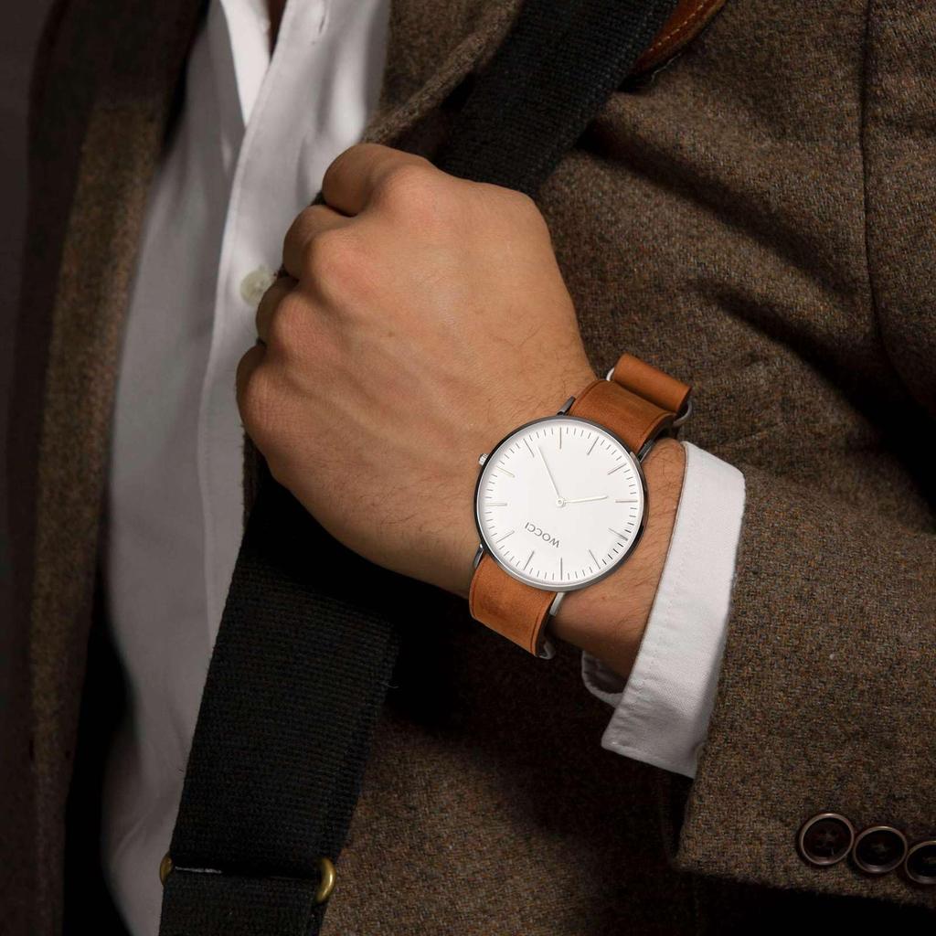 WOCCI Настоящая зулусская кожаная ремешок для часов Замена ремешка Винтажный кожаный ремешок Бронзово-коричневый ремешок, 20 мм, Ремешок, Ремешок,