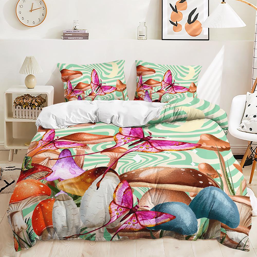 Three-Piece Mushroom Magic Plant Quilt Set Bedding Kit Children'S Room