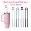 Household Silicone Straw Brush Long Cup Straw Cleaner Durable Straw Cleaning Brush  Kitchen Gadgets