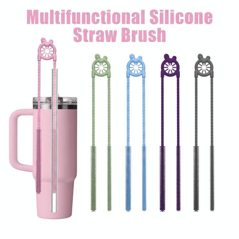 Household Silicone Straw Brush Long Cup Straw Cleaner Durable Straw Cleaning Brush Kitchen Gadgets