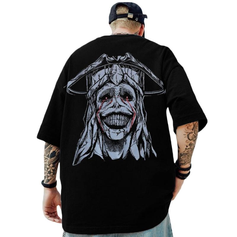 Летняя мужская футболка в стиле хип-хоп с рисунком черепа, свободные топы с круглым вырезом и короткими рукавами, дышащая удобная одежда больших размеров