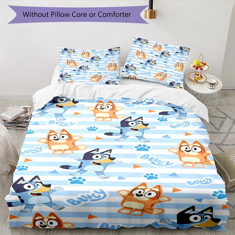 3pcs Bluey Bedding Set Duvet Cover Closure Includes 1 Duvet Cover & 2 Pillowcases, Soft and Comfortable for All Seasons.