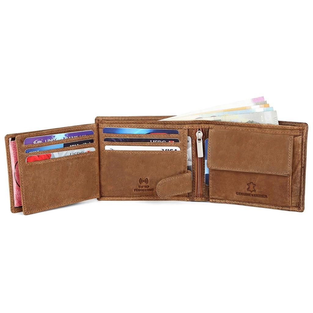 Кожаный кошелек с защитой RFID для мужчин