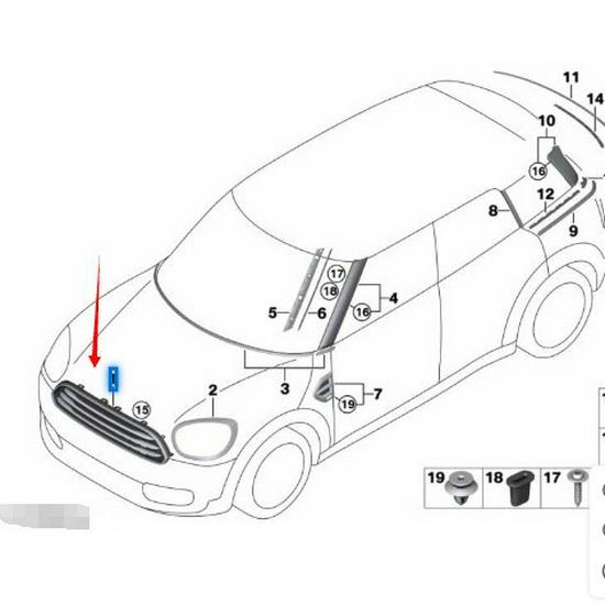 51135A1A149 Front Grille for BMW MINI Countryman F60 LCI JCW