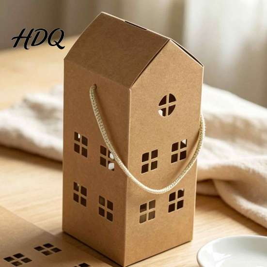 Thickened Cardboard Boxes 10PCS House Shaped Paper Candy Boxes Hollow Design Treat Containers with Sturdy