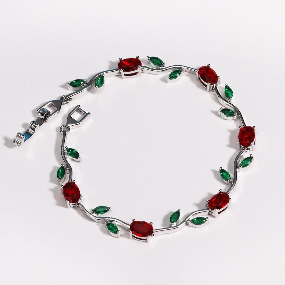 Sparkling Stones Rhinestone Bracelet Colorful Crystal Leaf Vine Bracelet  Wedding Jewelry