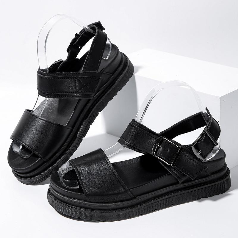 Модные туфли на танкетке с открытым носком на плоской подошве, женские летние пляжные сандалии, сексуальные женские сандалии больших размеров из искусственной кожи, женские сандалии Sapato Feminino