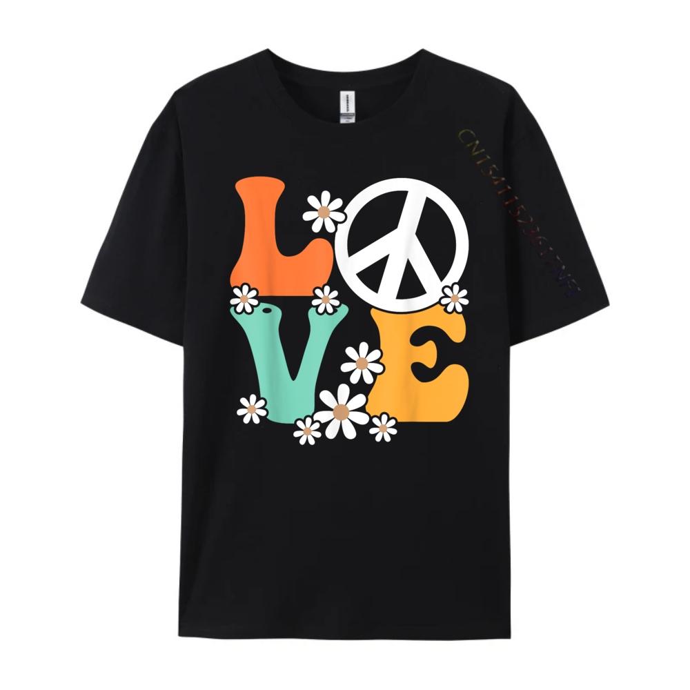 Peace Sign Love 60s 70s Costume Groovy Hippie Theme Party Funny Shirts Women Anime T Shirts Mother's Day