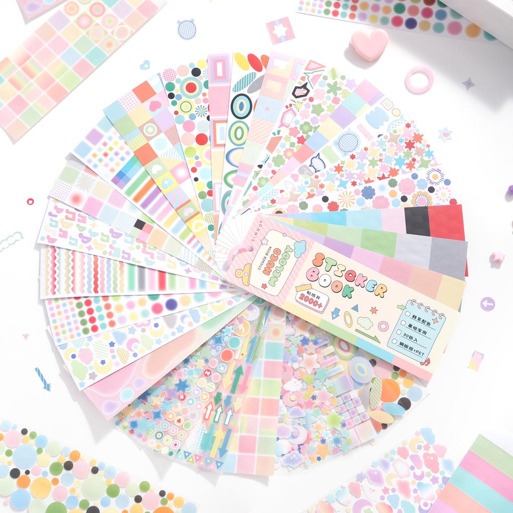 30sheets/lot Ins Style Star Circle Geometric Basic Pattern Stickers DIY Diary Scrapbook Planner Aesthetics Supplies