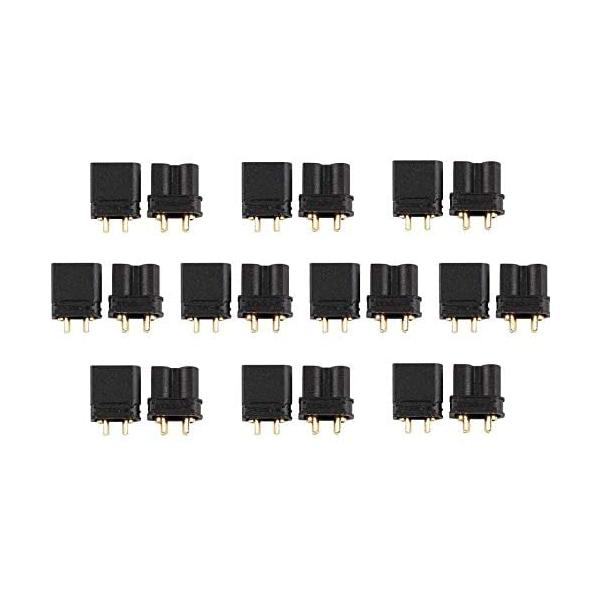 10 пар разъемов XT30 папа-мама | Позолоченная медь | Высокое качество для RC LiPo аккумуляторов, вертолетов, квадрокоптеров | Черный, Пластик