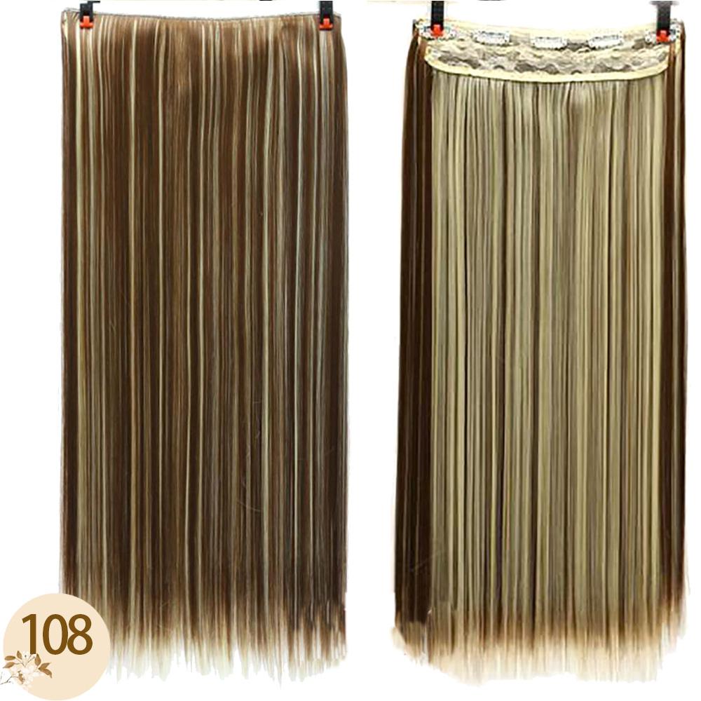 Длинные прямые накладные волосы на клипсе, 24 дюйма, синтетические искусственные волосы для женщин