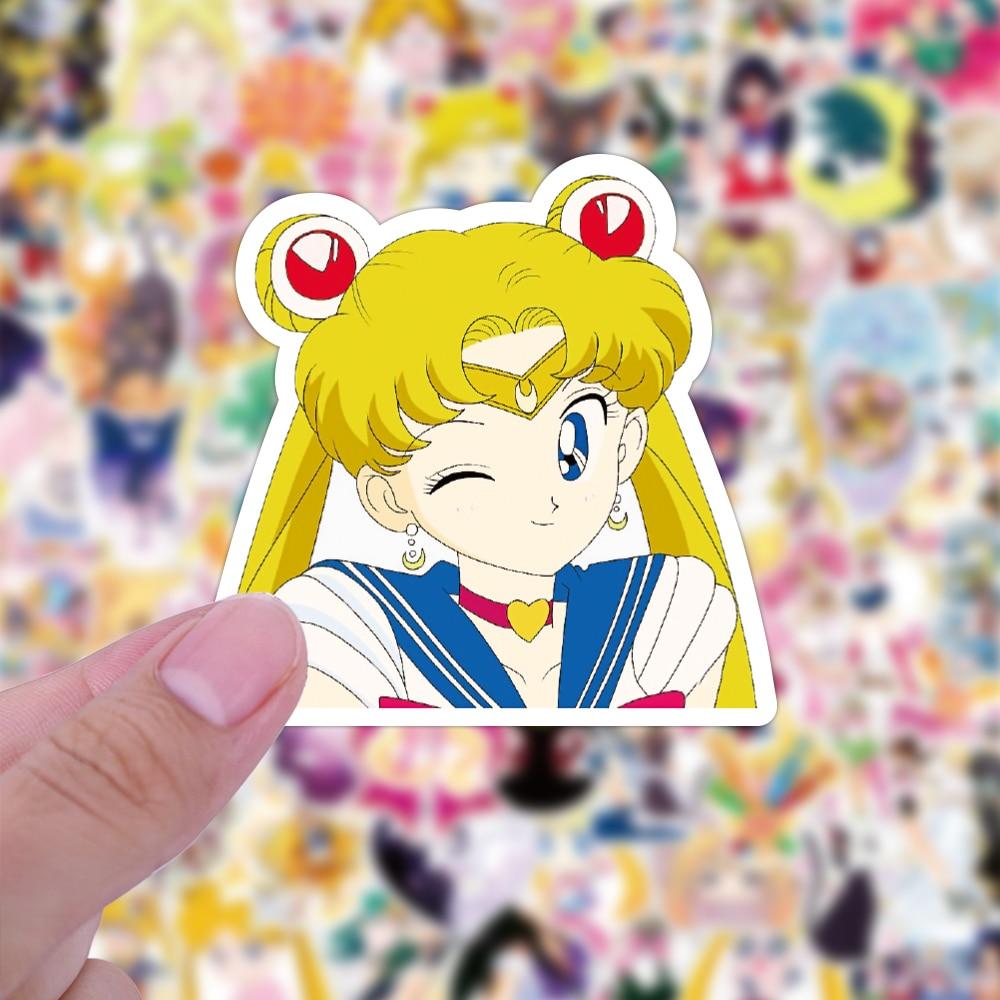 50/100PCS Kids Stickers Sailor Moon Cute Kawaii Anime Sticker Cartoonl Luggage Skateboard Guitar Fridge Notebook Waterproof Wholesale Kid Toy Gift