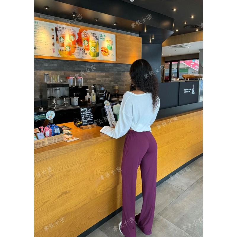 Soft Modal High-Waist Straight Leg Yoga Pants Women Comfortable Loose Fit Sweat Absorbent Athletic Trousers
