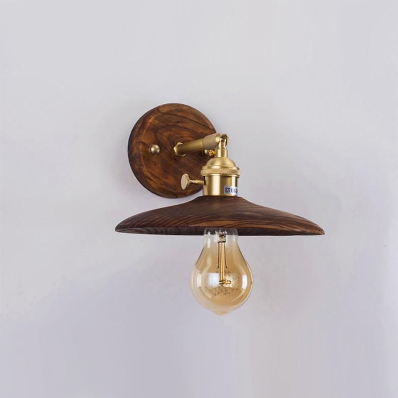 Retro Black Walnut Color Wall Lamp Nordic Homestat Bedside Cafe Restaurant Studio Window Door Lamp