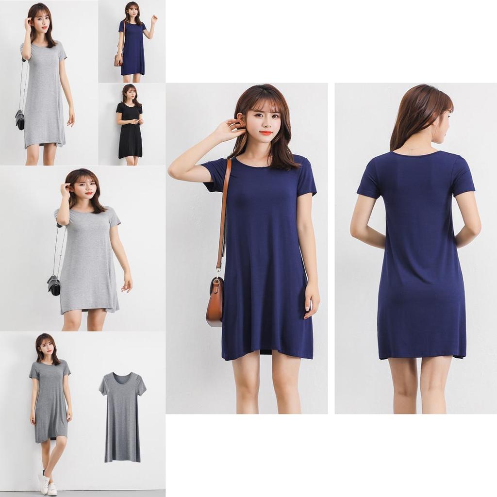 Женское летнее повседневное платье-сарафан с коротким рукавом, мини-платье-футболка из яркого модала