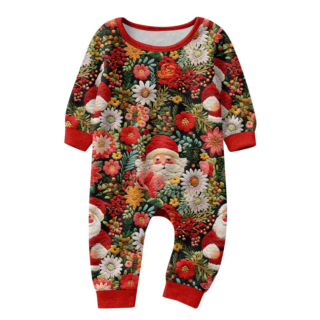Matching Family Christmas Print Flannel Homewear Set Long-Sleeve Top And Pants