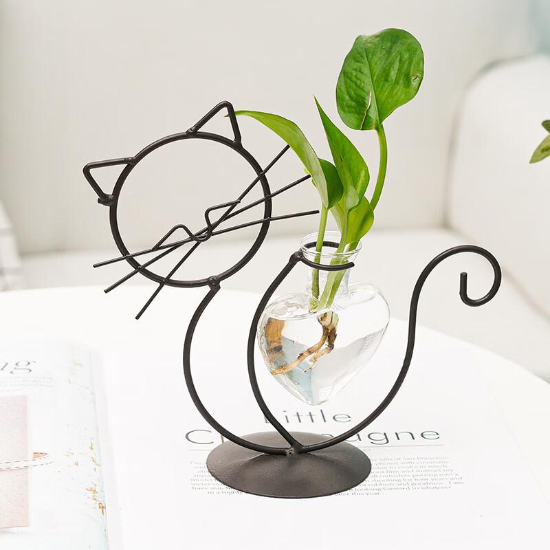 Shangqi Minimalist Cat Iron Art Hydroponic Vase