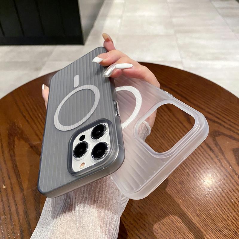Простой гофрированный прозрачный тонкий чехол для телефона iPhone 16 Pro 15 Pro Max 14 13 12 11 для MagSafe Magnetic Shockproof Soft Silicone Bumper Cover