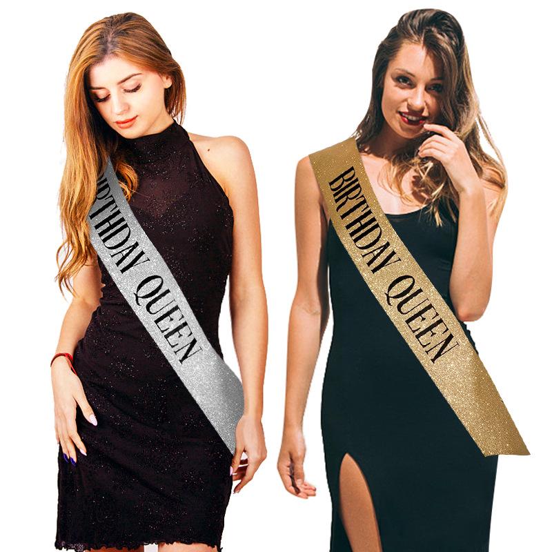 Европейская и американская мода Блестящая лента на день рождения - Лента Королева/Девушка на день рождения