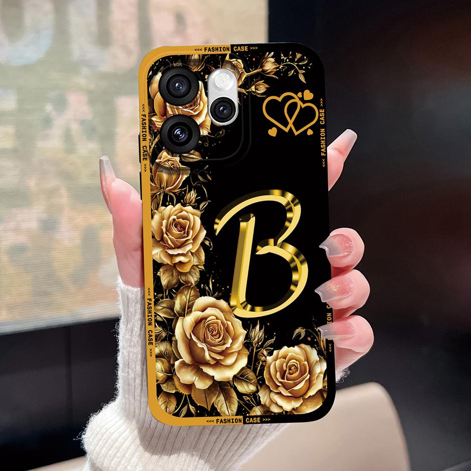 For Oppo Reno15 Pro Reno15 F Cases Luxury Rose 26 Letters Shockproof Silicone Cover For OppoReno15F Fundas OppoReno15 Pro Bumper