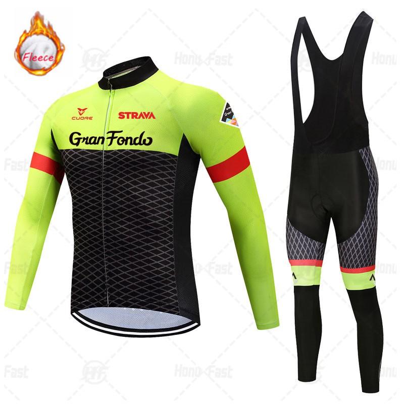 Mens Winter Cycling Jersey Long Sleeve Thermal Fleece Bike Top Road MTB Ride