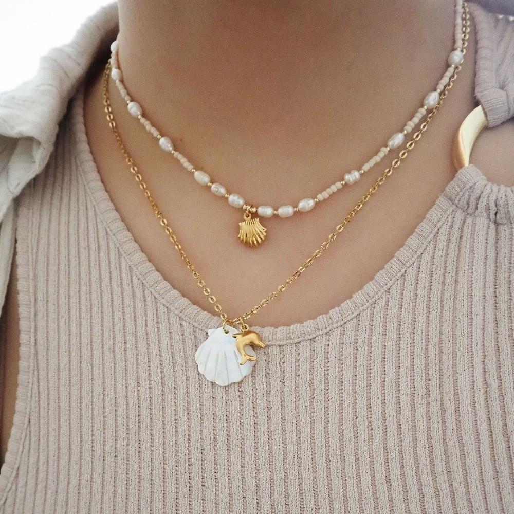 Fashion Shell Necklace Boho Style Sea Turtle Beach Choker Starfish Pendant Necklace  Vacation