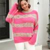 GMXIA Женская мода, повседневный полосатый принт, осень-зима, свободные свитера с длинным рукавом и круглым вырезом