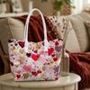 Romantic Heart Print Casual Tote Bag Fashion Lightweight Portable Handbag for Daily Shopping Travel Use