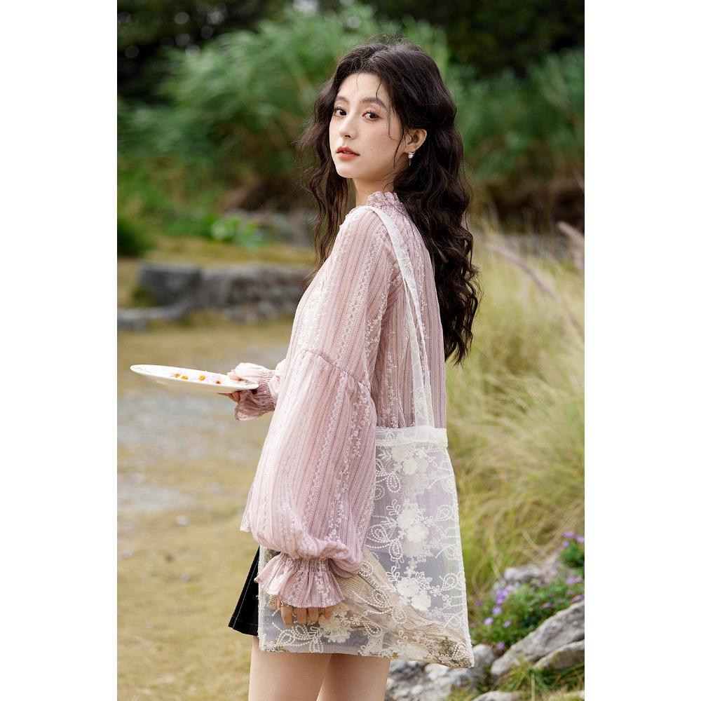 Mishow Модная вышитая блузка с кисточками на бретельках, женская, весна-лето, новая, милая кружевная рубашка с длинными рукавами и буфами MXE11X1704