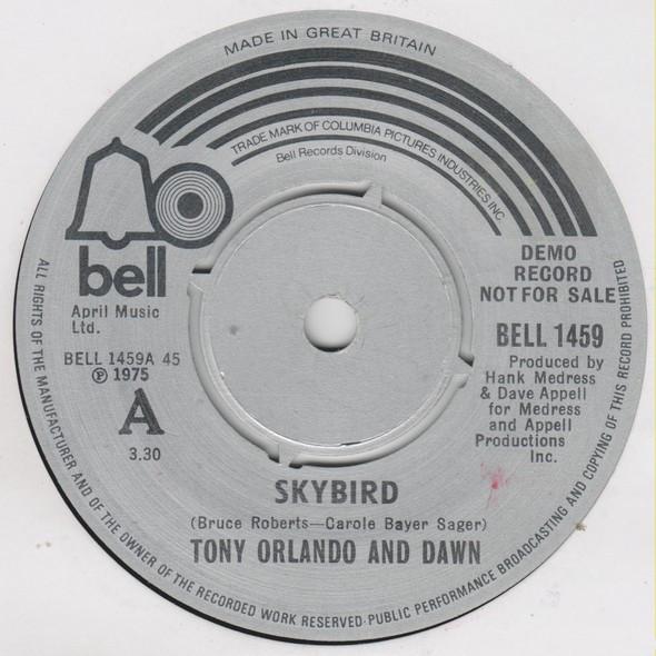 7inch Record TONY ORLANDO & DAWN - Skybird BELL1459PROMO Bell Records 1975 UK Rock Used
