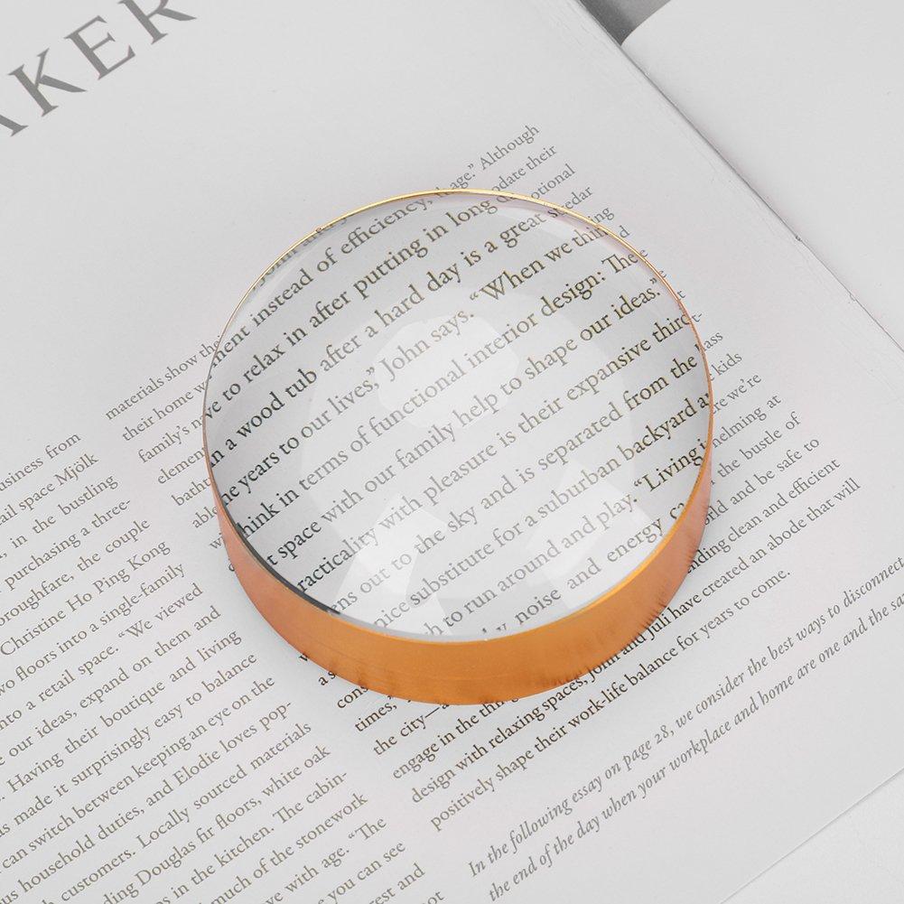 Увеличительная линза 4x 72 мм Полукруглая хрустальная настольная лупа для и стильного стола Празднование дня рождения Золотое стекло, Увеличение, Диаметр,