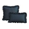 Ins Cotton Linen Pillow Cover Black Trim Scalloped Ruffle Edge Cushion Case Modern Farmhouse Decorative Throw Pillowcase Sofa Bed Cover