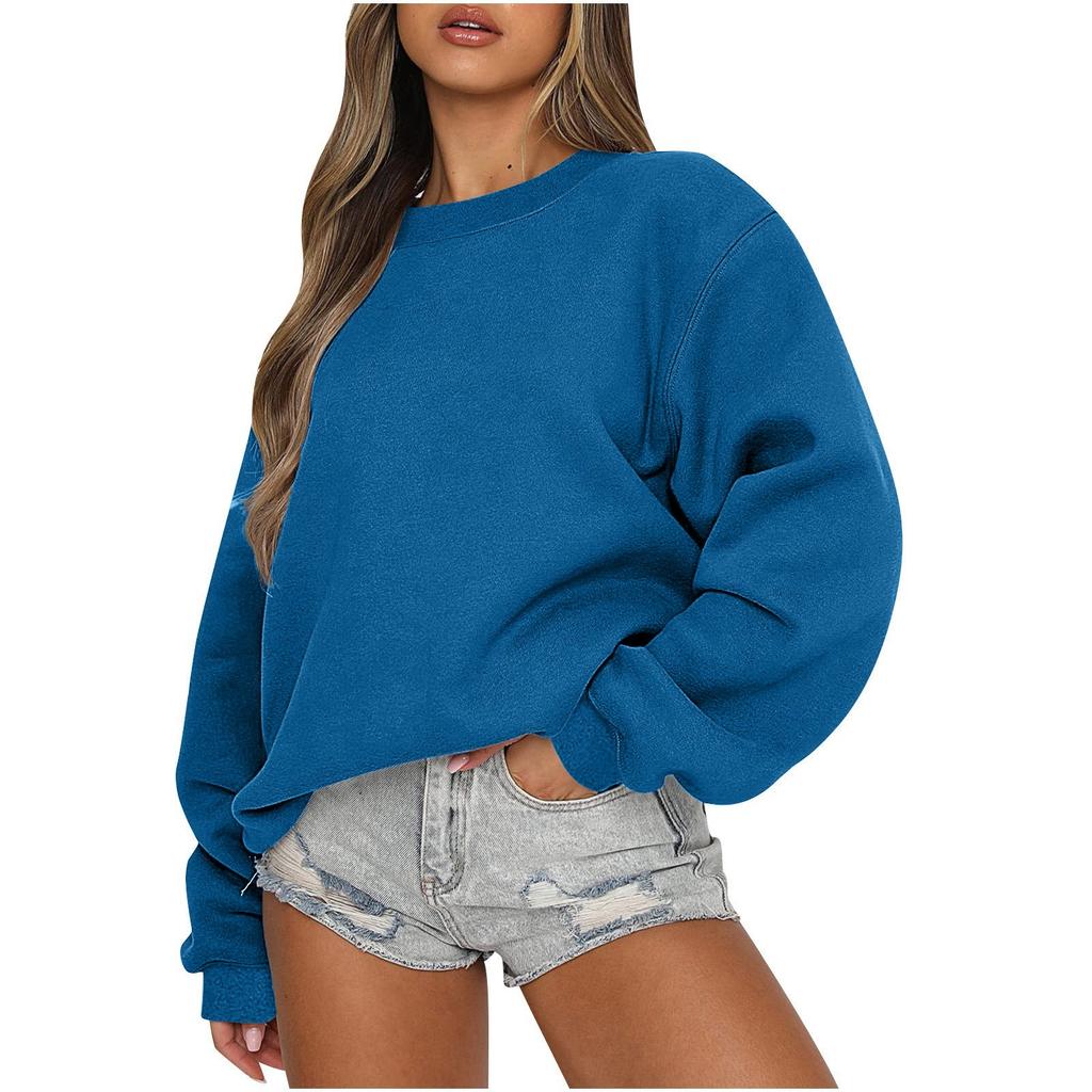 Women Autumn Winter Tops Women's Long Sleeve Sweatshirt Casual Crewneck Loose Fit Pollover Fleece Tops