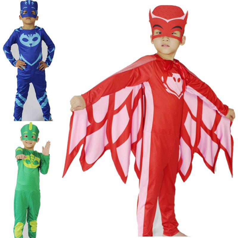 Костюм PJ Masks от Noblekids с красочным комбинезоном Кэтбоя, Совы и Гекко для детей