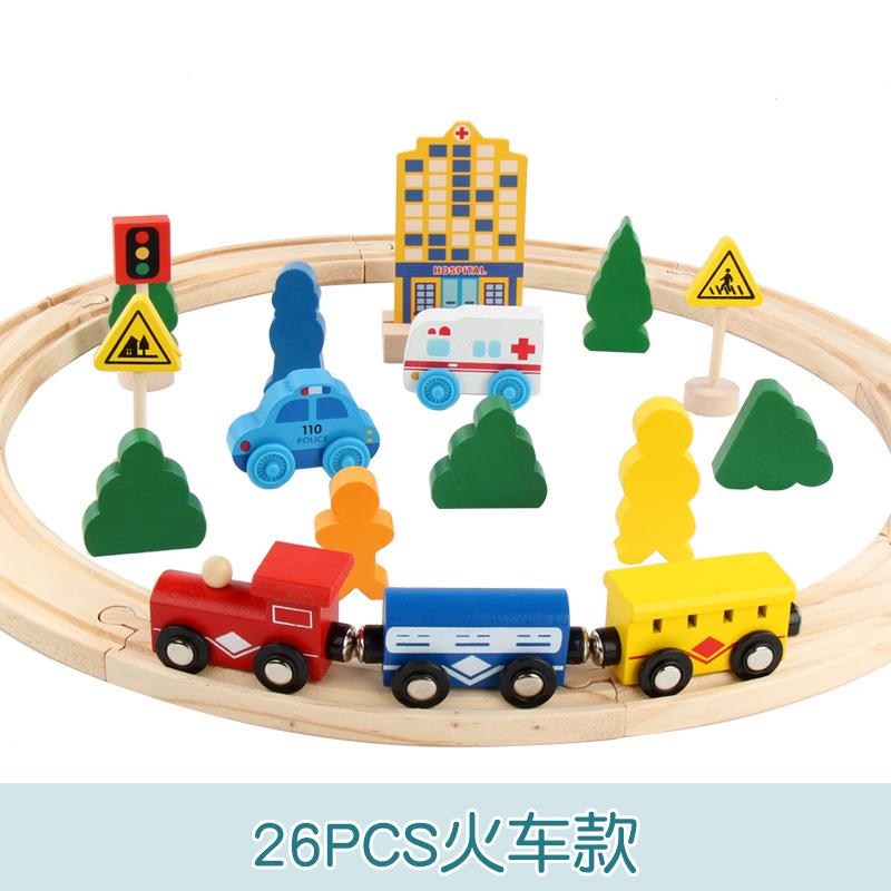 Wooden Electric Magnetic Train Track Set Educational Power Patchwork Parent-Child Interactive Kindergarten Early Education Toys