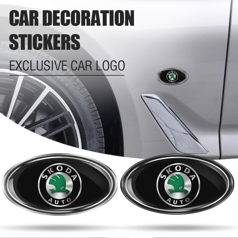 Aluminium Car Body Window Trunk Oval Emblem Sticker Decoration Accessories Auto Styling For Skoda VII Octavia Rapid Fabia Superb