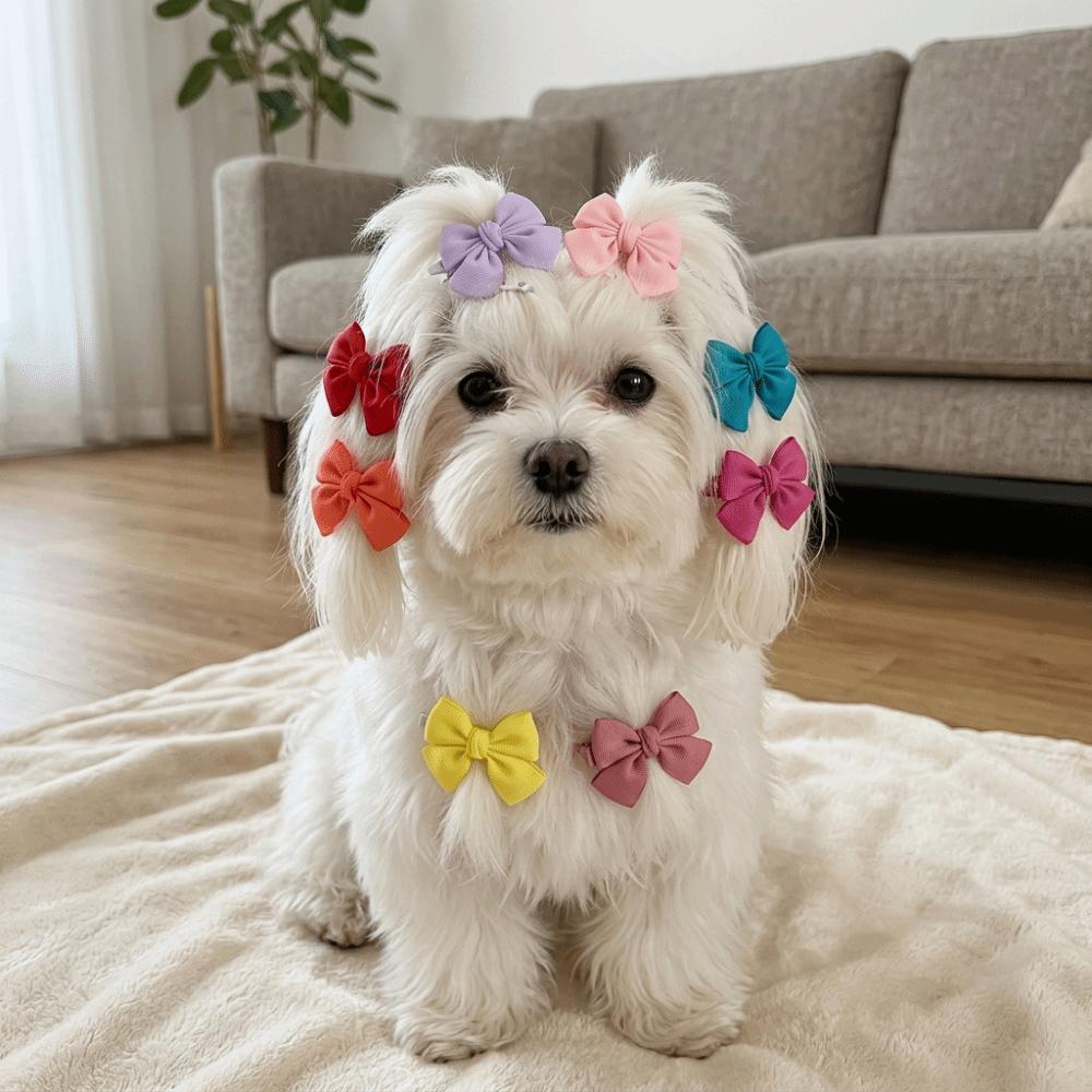 16pcs Multicolor Pet Hair Clip Soft Fabric Cat Hair Accessory Easy Wear Puppy Hair Bow Pet Styling