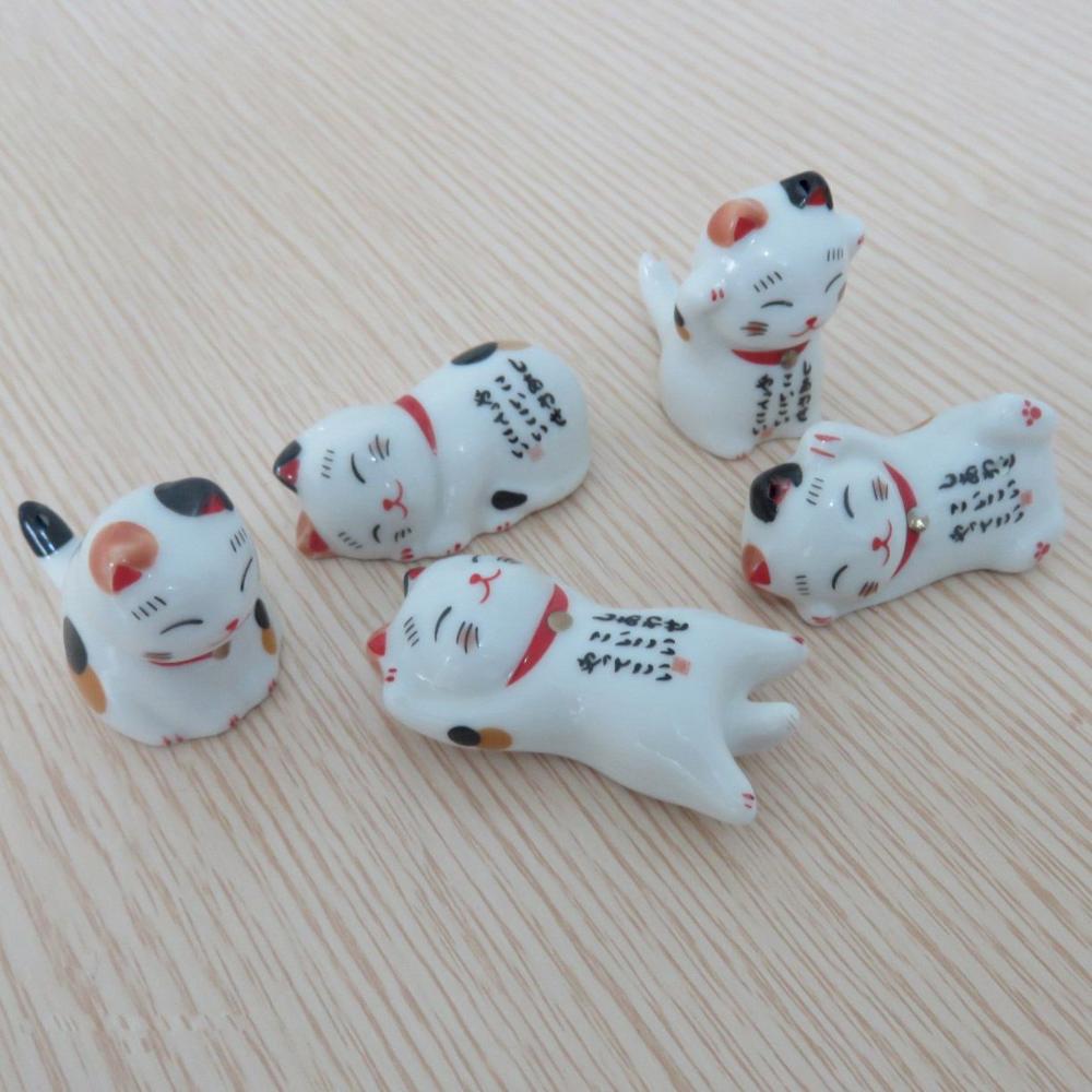 Creative Spoon Fork Rest Home Hotel Ceramic Japanese Chopsticks Holder Lucky Cat Cutlery Stand