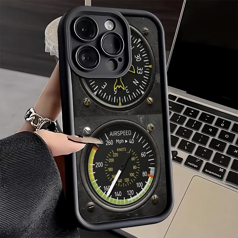 Aircraft Instrument Cockpit Radar Phone Case for iPhone 16 17 Air 16E 15 Pro Max 14 Plus 13 12 Mini Capa Soft Shell Silicone Fun