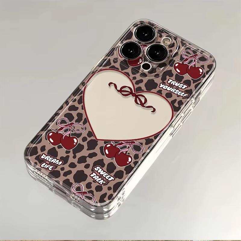 Leopard Print Love Clear Phone Case For iPhone 17 Air 17 Pro Max 16 15 14 13 12 11 Pro Max Mini XS Max XR X 16 Plus Soft Cover