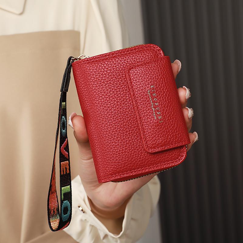 Женский кошелек с защитой от RFID, большая вместимость, держатель для кредитных карт, кошелек на молнии для монет, короткий кошелек, органайзер на множество карт, ремешок на запястье