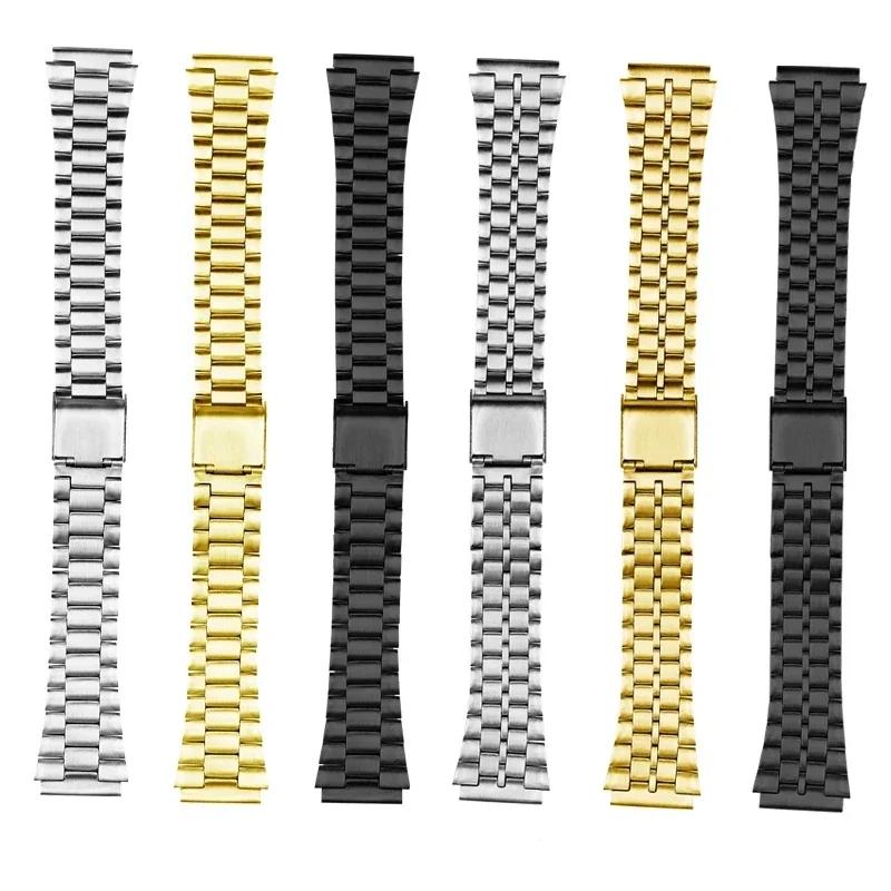 Тонкий стальной ремешок для часов Casio стальной наручный ремешок a158 / a159 / A168 /a169 /b650 /aq230/ 700 маленькая золотая серия часов 18 мм Ремешок