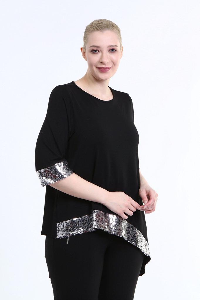 Женская блузка большого размера, асимметричная блузка из чесаного хлопка с блестками