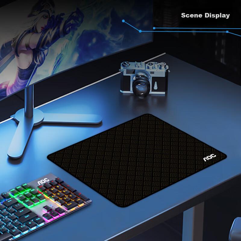 AOC Full-Property Series Gaming Mouse Pad, Small Size 300*250*3mm, Thickened with Locked Edges, Office Keyboard Computer Desk Pad M103/93, Matte Black